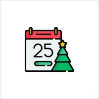 A calendar with the date 25th of december and a tree vector