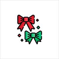 Two red and green bows on a white background vector