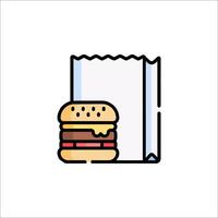 A hamburger and a bag of chips vector