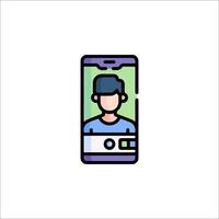 A person is looking at a phone screen with a camera vector