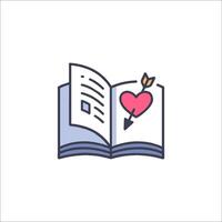 An open book with an arrow and a heart vector