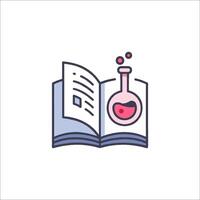 A book with a flask and a test tube vector