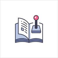 A book with a stamp on it and a pen vector