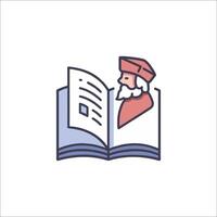 A man reading a book with a beard and hat vector