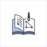 A book with a pencil and a paper on top vector
