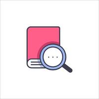 A magnifying book icon with a magnifying glass vector