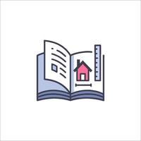 A house and a ruler on an open book vector