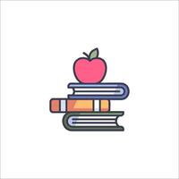 An apple on top of books and books vector
