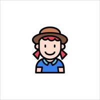A woman in a hat icon vector