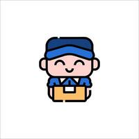 A cartoon character holding a box vector