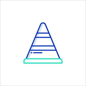 A cone icon with a line drawing of a cone vector