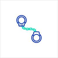Handcuffs icon, blue line, isolated on white background vector