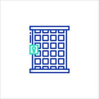 A blue icon of a building with a key in it vector