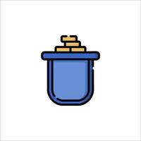 A blue container with coins inside it vector