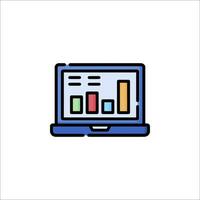 A laptop with a bar chart on it vector