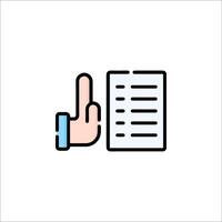 A hand pointing to a document icon vector