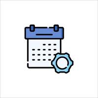 A calendar icon with a clock and gear vector
