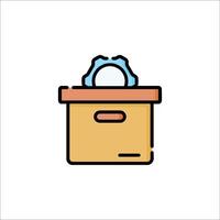 A box with a coin inside it on a white background vector
