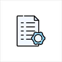 A document with a gear and a pen icon vector