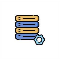 A stack of books with a cogwheel on top vector
