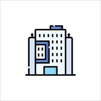 A building icon with a blue line vector