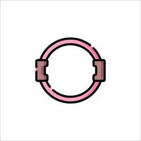 A pink and black circle with a pink ribbon on it vector