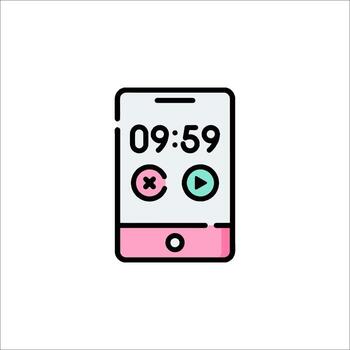 A phone with a timer icon on it vector