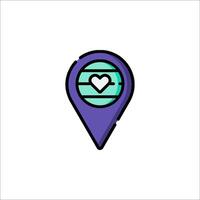 A map pointer with a heart in the center vector