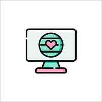 A computer monitor with a heart on it vector