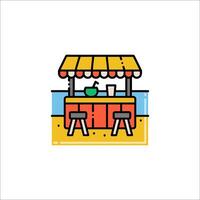 A beach bar with a table and chairs vector