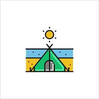 A tent with a sun on top and a beach vector