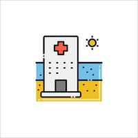 A building with a red cross on it vector