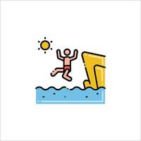A man jumping into the water from a cliff vector