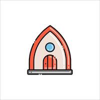 A small house with a door and window vector