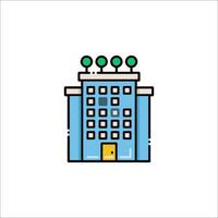 A building with a green door and windows vector