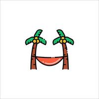 A cartoon palm tree with a hammock in the middle vector