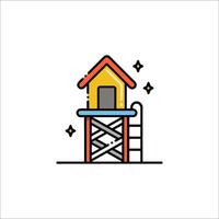 A house with a ladder and a ladder on top vector