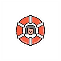 A lifebuoy icon with a man inside vector