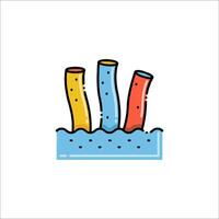 A colorful drawing of three pipes in a tub vector