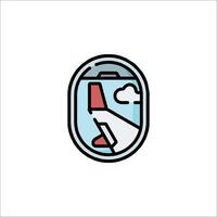 Airplane window icon with a red and white plane vector