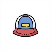 A hat icon with a red and blue color vector