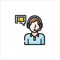 Call center agent with headset icon vector