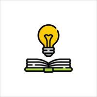 An open book with a light bulb on top vector