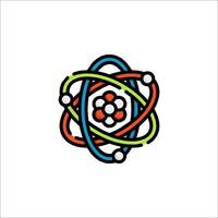 An atom logo with colorful circles vector