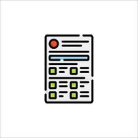 A line icon of a document with a check box vector