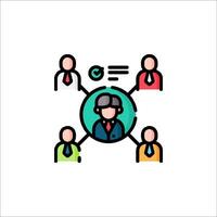 A group of people are connected to a computer vector