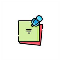 A note pad with a pen and a paper clip vector