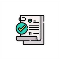 A check mark icon on a paper document vector