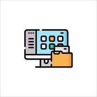 A computer monitor with a file on it vector