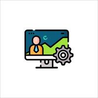 A computer screen with a man in front of it vector